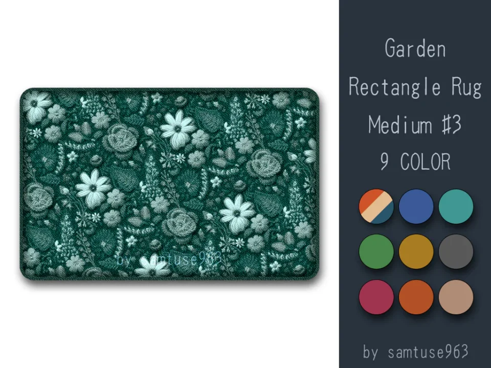 Garden Pattern Rectangle Rug Medium #3-Samtuse963