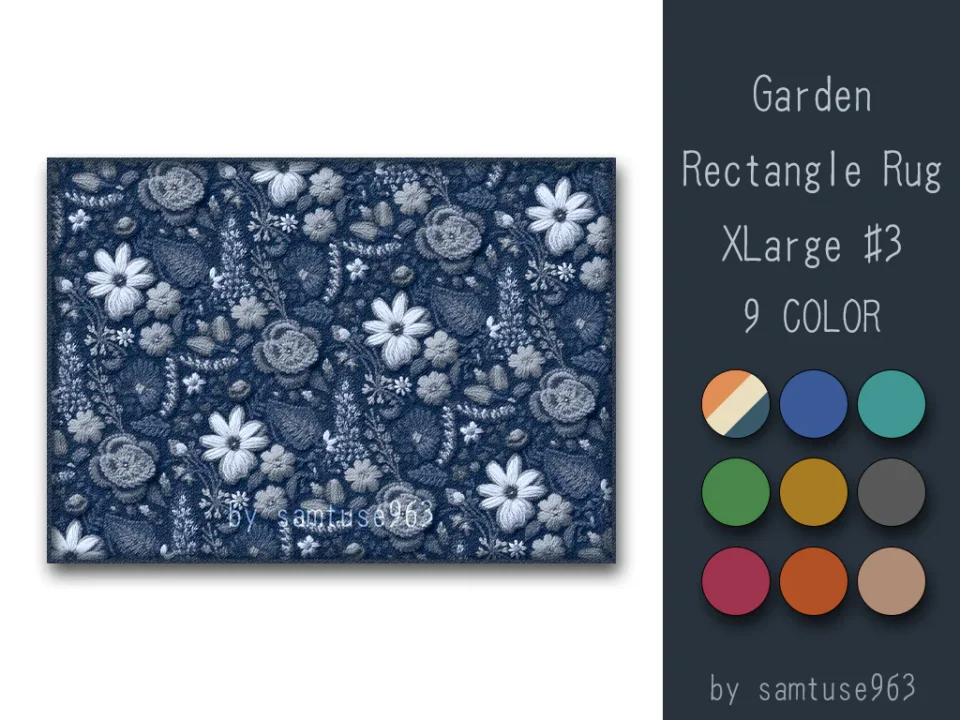 Garden Pattern Rectangle Rug XLarge #3-Samtuse963