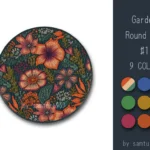 Garden Pattern Round Dance Rug #1 Samtuse963
