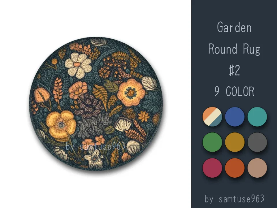 Garden Pattern Round Dance Rug #2 Samtuse963