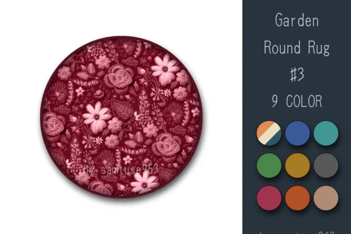 Garden Pattern Round Dance Rug #3 Samtuse963
