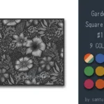 Garden Pattern Square Dance Rug #1 Samtuse963