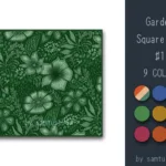 Garden Pattern Square Dance Rug #1 Samtuse963