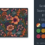 Garden Pattern Square Dance Rug #1 Samtuse963