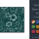 Garden Pattern Square Dance Rug #1 Samtuse963