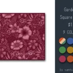 Garden Pattern Square Dance Rug #1 Samtuse963