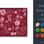 Garden Pattern Square Dance Rug #2 Samtuse963