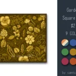 Garden Pattern Square Dance Rug #2 Samtuse963