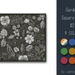 Garden Pattern Square Dance Rug #2 Samtuse963