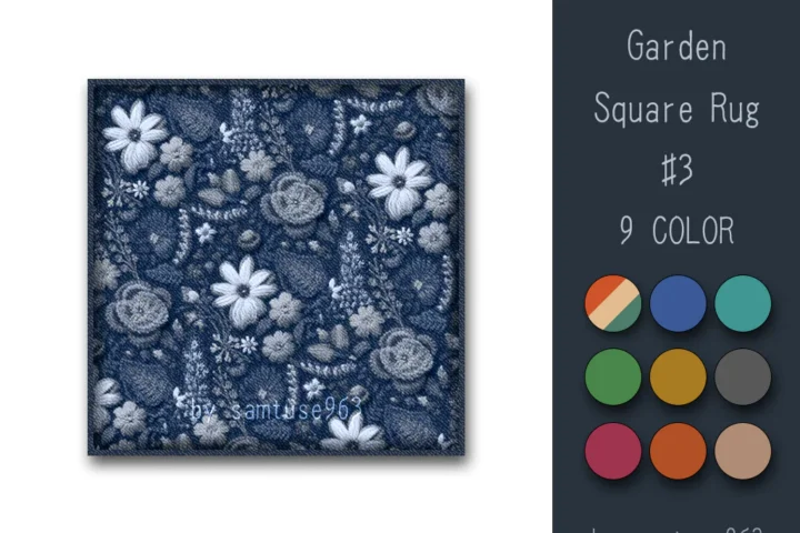 Garden Pattern Square Rug #3-Samtuse963