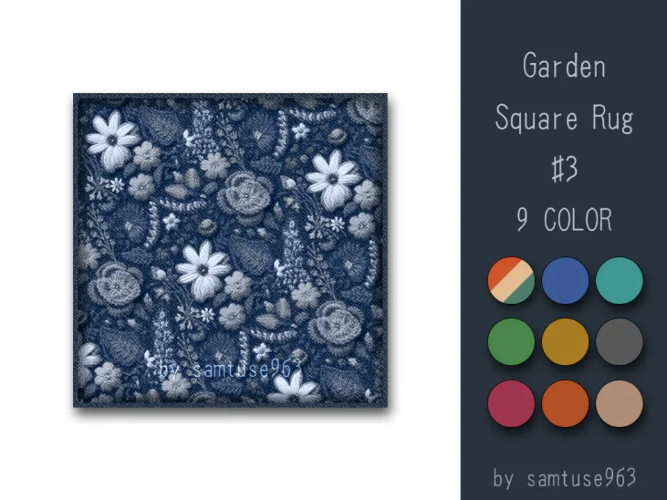 Garden Pattern Square Rug #3-Samtuse963