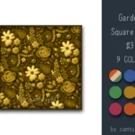Garden Pattern Square Rug #3-Samtuse963