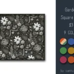 Garden Pattern Square Rug #3-Samtuse963