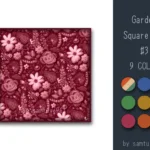 Garden Pattern Square Rug #3-Samtuse963