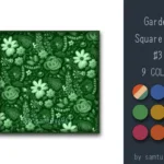 Garden Pattern Square Rug #3-Samtuse963