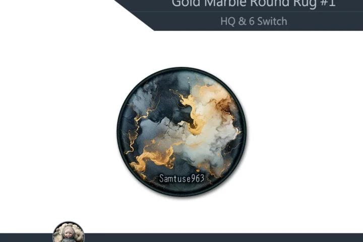 Gold Marble Round Dance Rug #1 Samtuse963