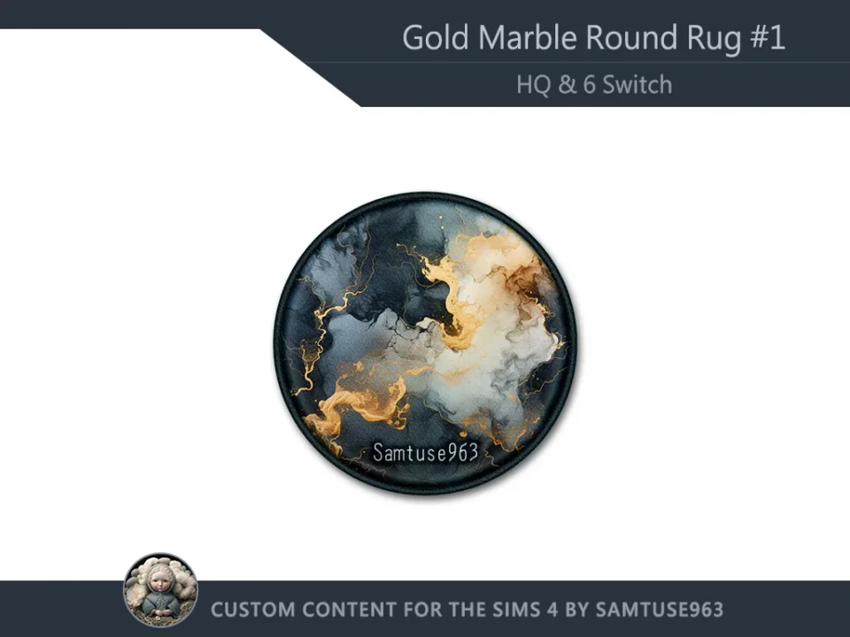 Gold Marble Round Dance Rug #1 Samtuse963