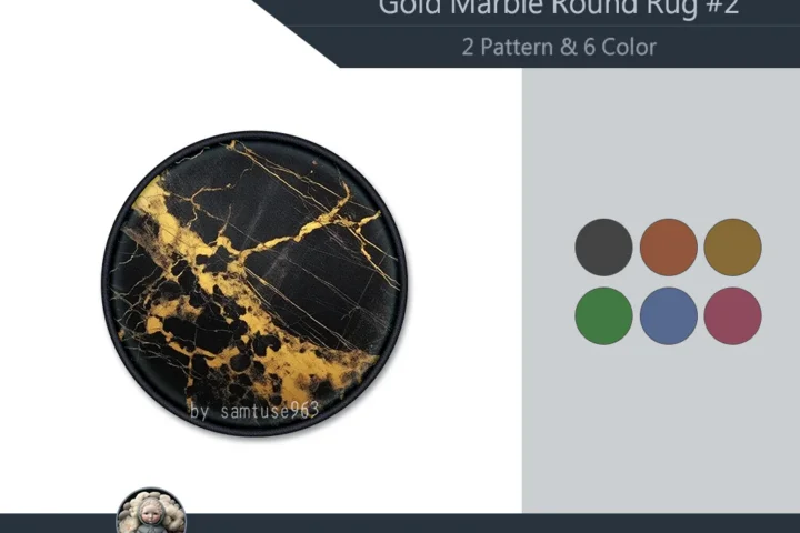 HQ Gold Marble Round Dance Rug #2 Samtuse963