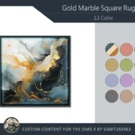 HQ Gold Marble Square Dance Rug #1 Samtuse963