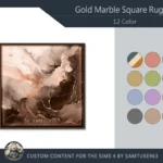 HQ Gold Marble Square Dance Rug #1 Samtuse963