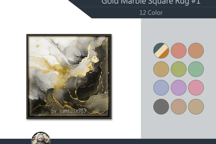 HQ Gold Marble Square Dance Rug #1 Samtuse963