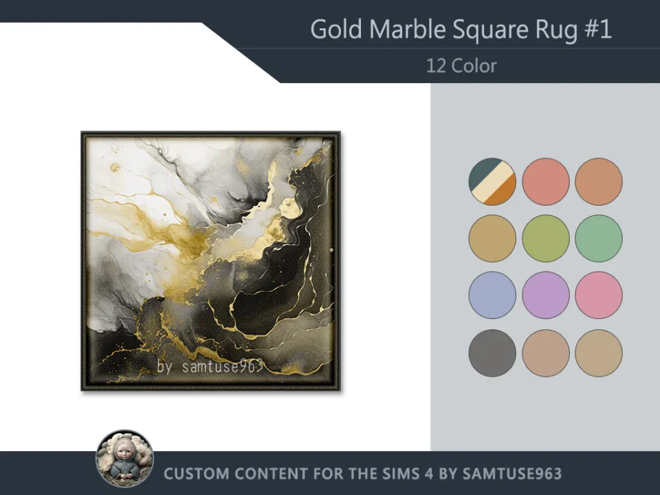 HQ Gold Marble Square Dance Rug #1 Samtuse963