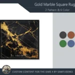 HQ Gold Marble Square Dance Rug #2 Samtuse963