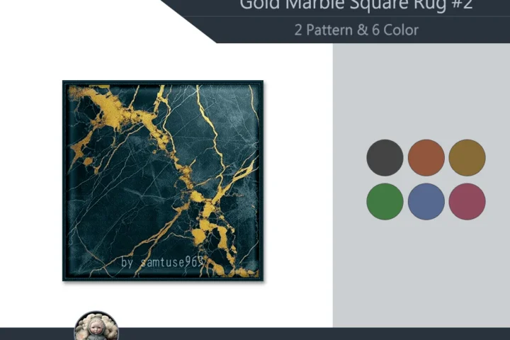 HQ Gold Marble Square Dance Rug #2 Samtuse963