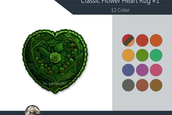 Classic Flower Heart Dance Rug #1 Samtuse963
