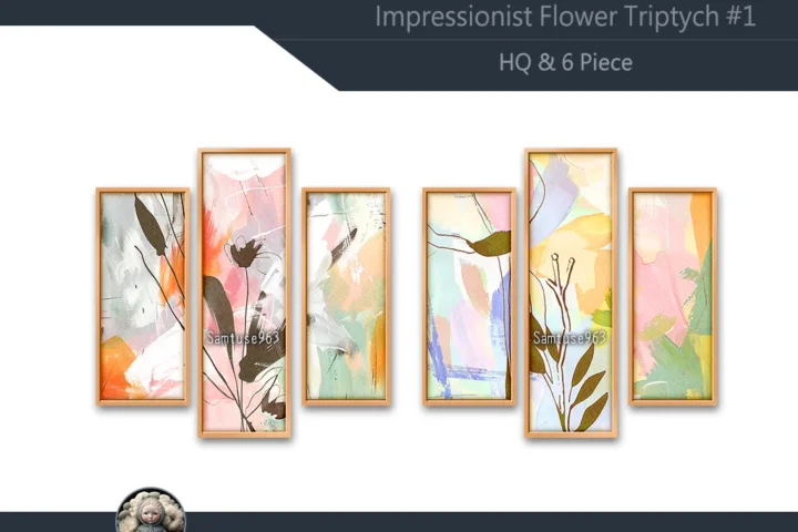HQ Impressionist Flower Triptych #1 Sellable Extra B Samtuse963