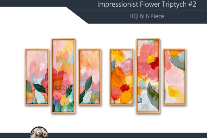 HQ Impressionist Flower Triptych #2 Sellable Extra B Samtuse963