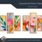 HQ Impressionist Flower Triptych #3 Sellable Extra B Samtuse963