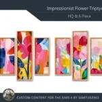 HQ Impressionist Flower Triptych #3 Sellable Extra B Samtuse963
