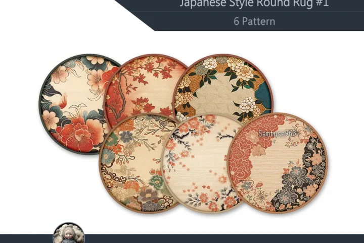 Japanese Style Round Dance Rug #1 Samtuse963