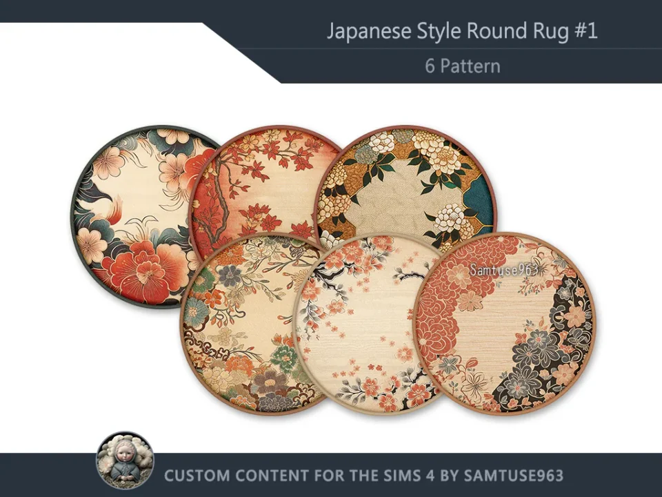 Japanese Style Round Dance Rug #1 Samtuse963