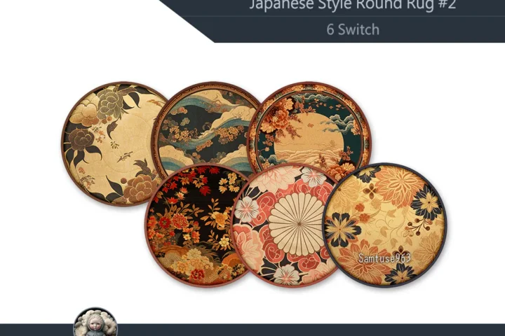 Japanese Style Round Dance Rug #2 Samtuse963