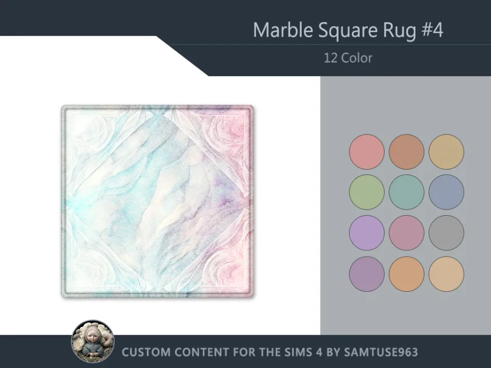 Marble Square Dance Rug #4 Samtuse963