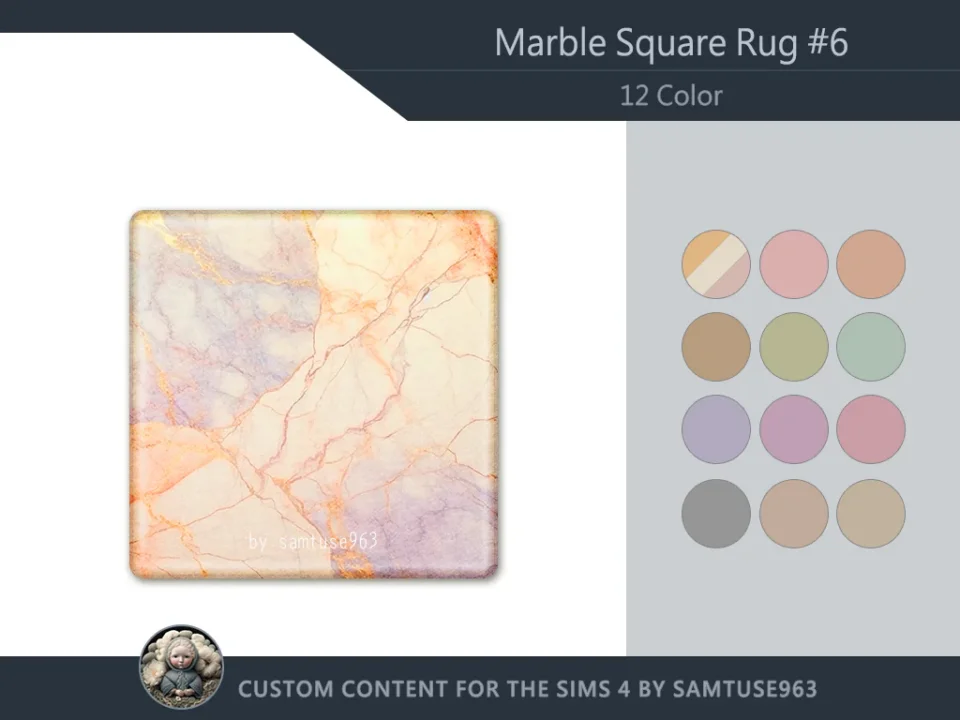 Marble Square Dance Rug #6 Samtuse963