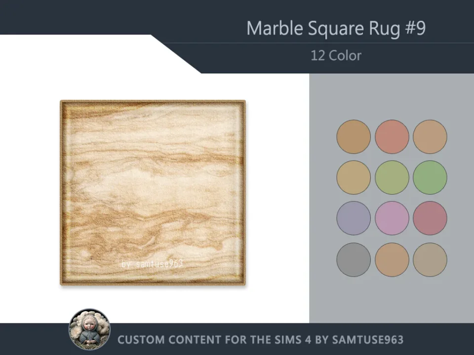 Marble Square Dance Rug #9 Samtuse963