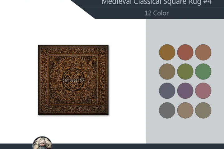 Medieval Classical Square Dance Rug #4 Samtuse963