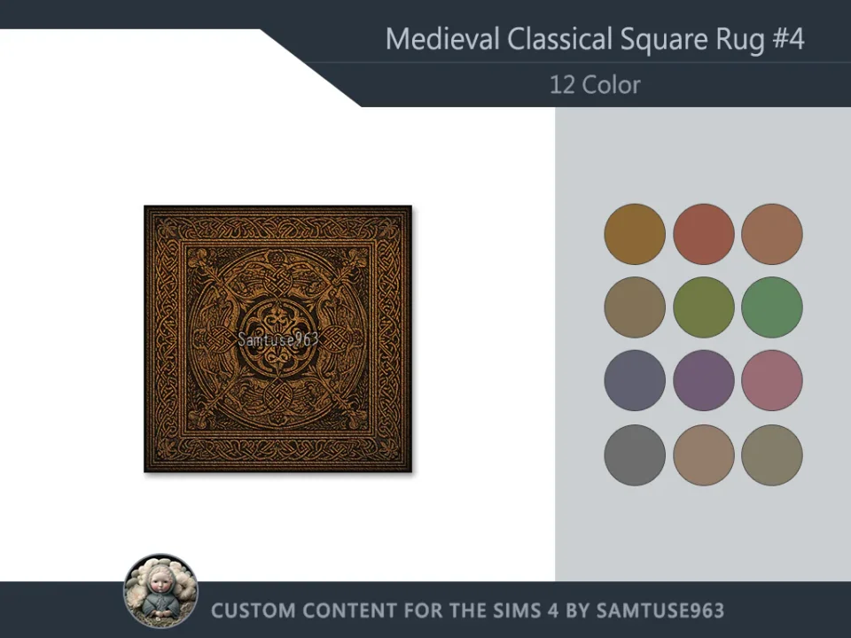 Medieval Classical Square Dance Rug #4 Samtuse963