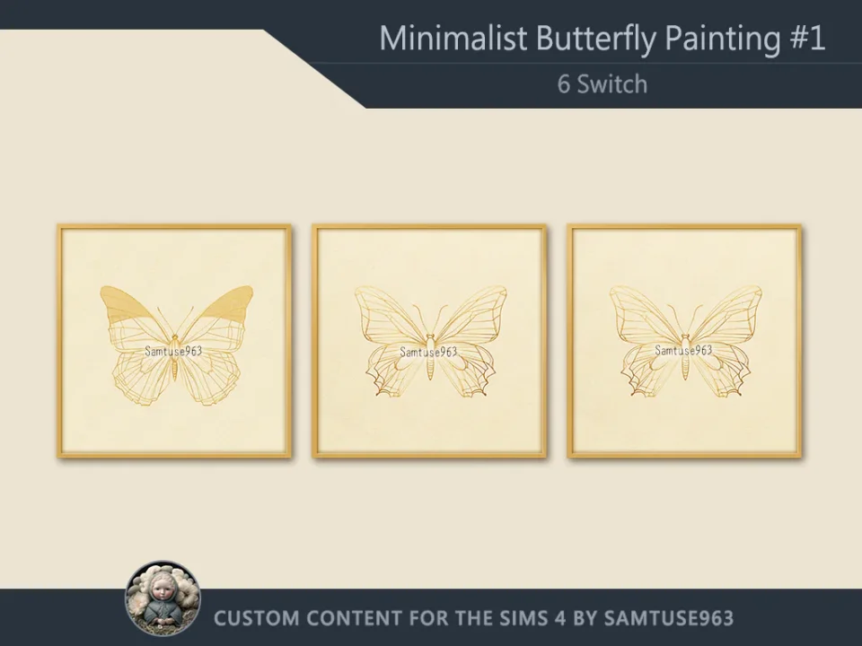 Minimalist Butterfly Square Painting #1 Sellable Extra C Samtuse963