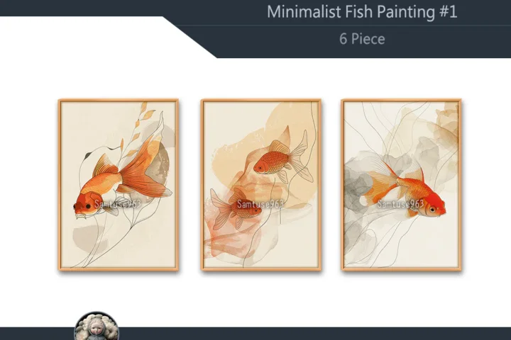 Minimalist Fish Painting #1 Sellable Extra A Samtuse963