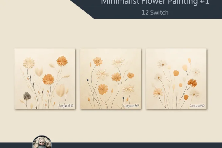 Minimalist Flower Square Painting #1 Sellable Extra C Samtuse963