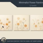 Minimalist Flower Square Painting #1 Sellable Extra C Samtuse963