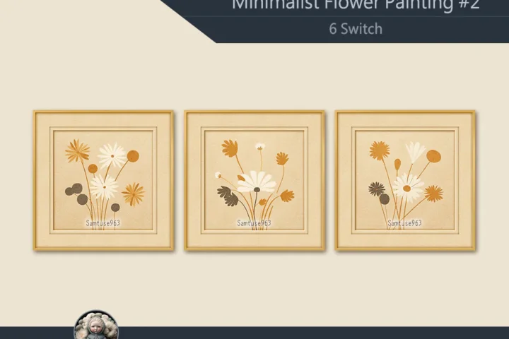 Minimalist Flower Square Painting #2 Sellable Extra C Samtuse963