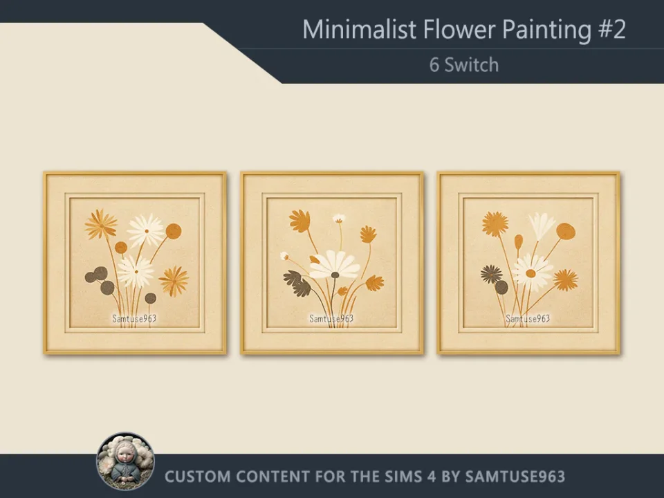 Minimalist Flower Square Painting #2 Sellable Extra C Samtuse963