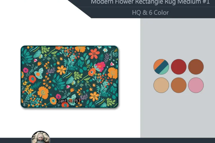 HQ Medium Modern Flower Rectangle Dance Rug #1 Samtuse963
