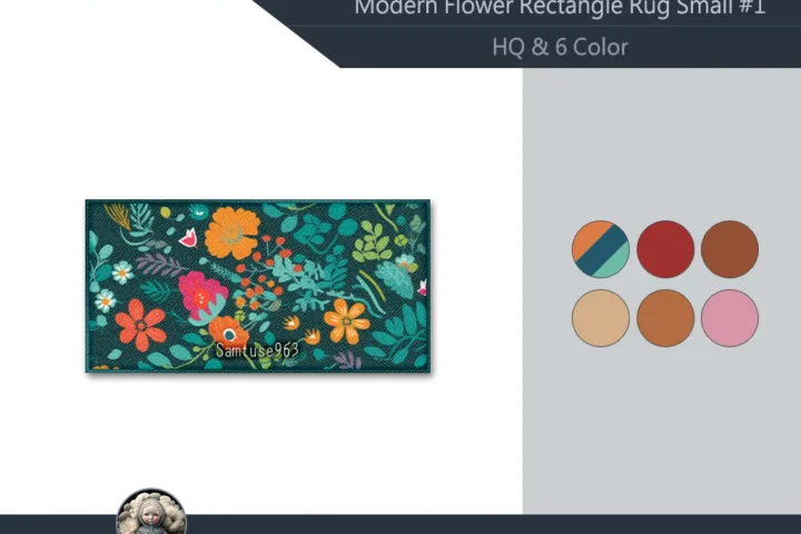 HQ Small Modern Flower Rectangle Dance Rug #1 Samtuse963