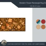 HQ Small Modern Flower Rectangle Dance Rug #1 Samtuse963